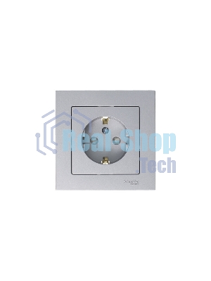Механизм розетки 1-м СП AtlasDesign с заземл. защ. шторки 16А алюм. SchE ATN000345