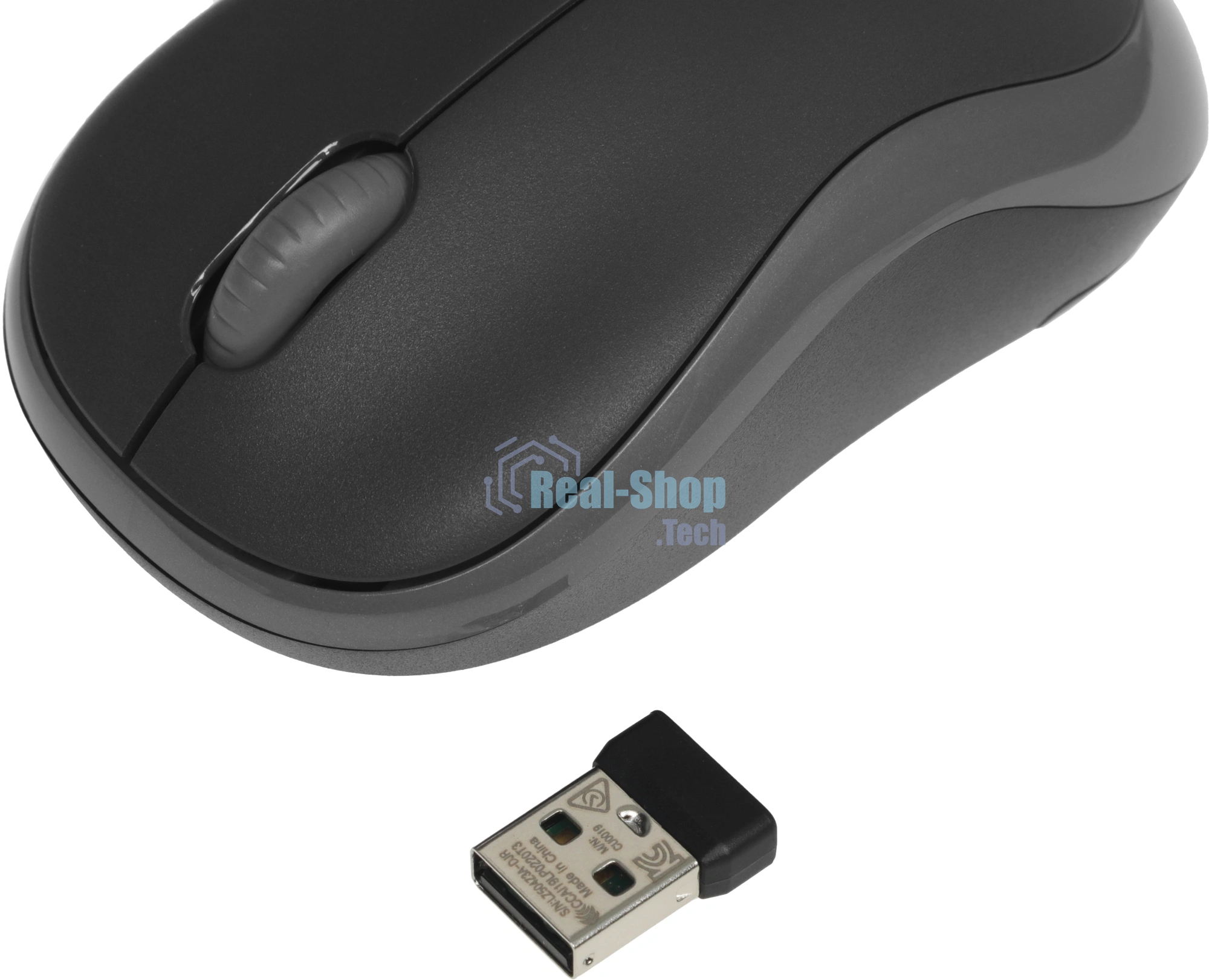 Мышь беспроводная Logitech M186 черный/серый, 1000 dpi, радиоканал, USB, кнопки - 3