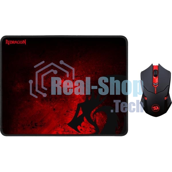 Мышь беспроводная + коврик Defender Redragon M601WL-BA черный, 2400 dpi, радиоканал, USB, кнопки - 6