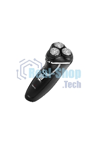 Электробритва Centek CT-2176 черный/хром ротор, 3 плавающие головки, аккумулятор + работа от сети, триммер