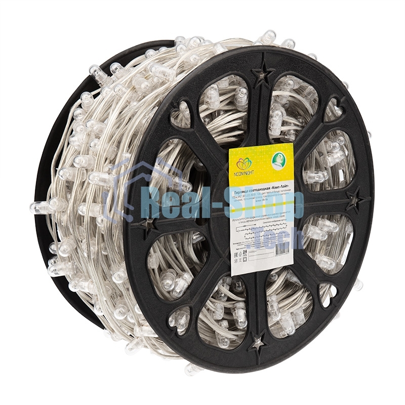 Гирлянда Neon-night LED Клип-лайт 12 V, прозрачный ПВХ, 150 мм, цвет диодов теплый белый