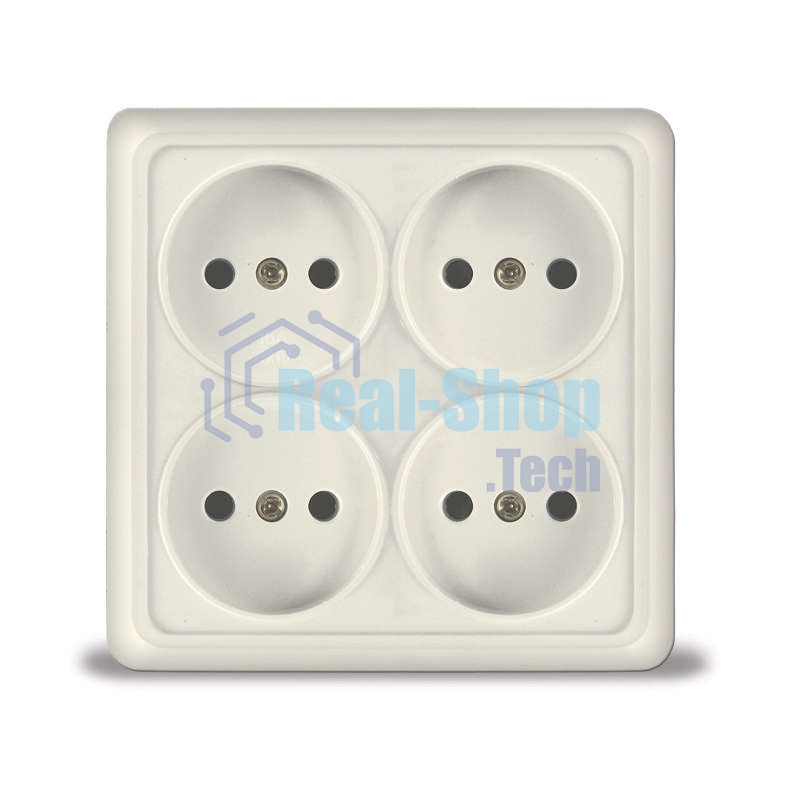 Розетка 4-м ОП Олимп без заземл. квадрат беж. UNIVersal 1170