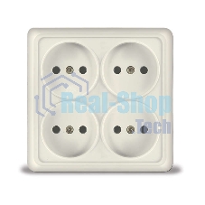 Розетка 4-м ОП Олимп без заземл. квадрат беж. UNIVersal 1170