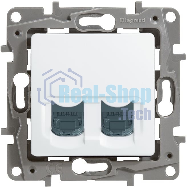 Двойная розетка RJ 45 - категория 5е - UTP - Etika - белый