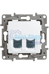 Двойная розетка RJ 45 - категория 5е - UTP - Etika - белый