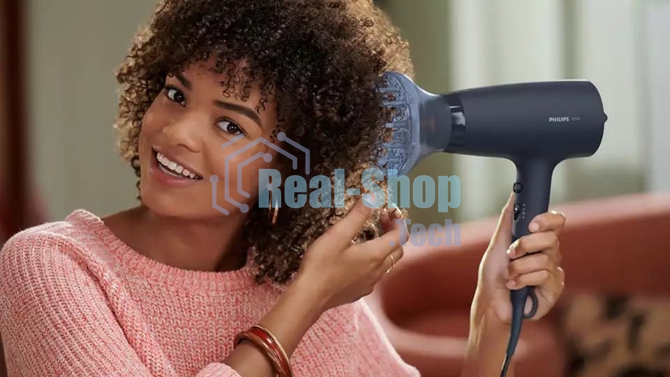 Фен Philips Фен Philips/ 2100 Вт, 6 режимов, ионизация, ThermoProtect, концентратор, диффузор, шнур 1,8 м. синий.