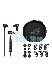 Гарнитура проводная игровая черные ASUS ROG CETra II (вкладыши, USB-C, RGb подсветка, ПУ, чехол, 90YH02S0-B2UA00)