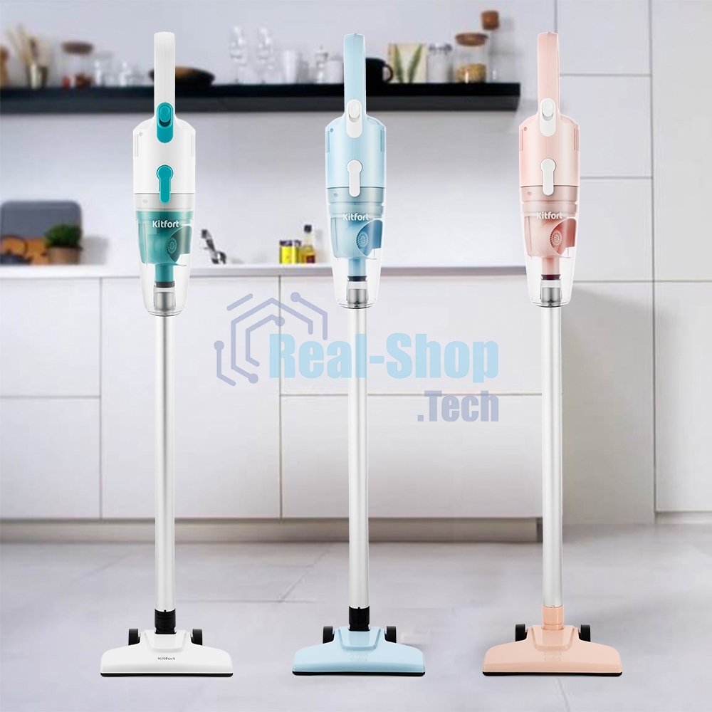 Пылесос вертикальный Kitfort KT-586-2 голубой, питание от сети, 400 Вт, уборка сухая, пылесборник 1,2 л