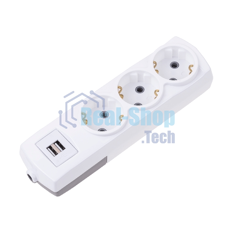 Удлинитель Rexant PREMIUM 3 гнезда, 5 м, 3х1,5 мм², с/з, 2 USB, белый