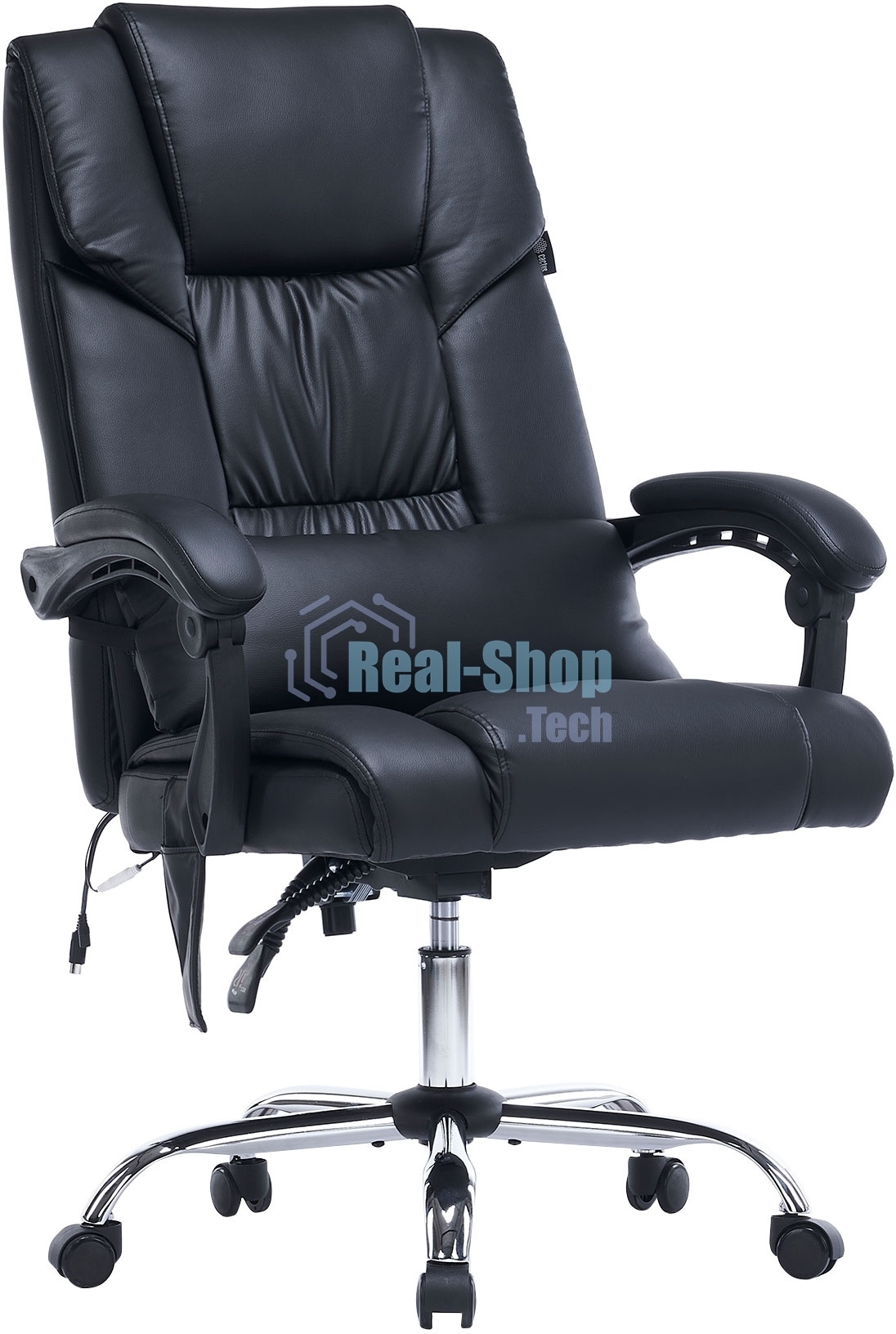 Кресло офисное Cactus CS-CHR-OC02M-BK черный, эко.кожа, крестов. сталь