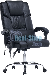 Кресло офисное Cactus CS-CHR-OC02M-BK черный, эко.кожа, крестов. сталь