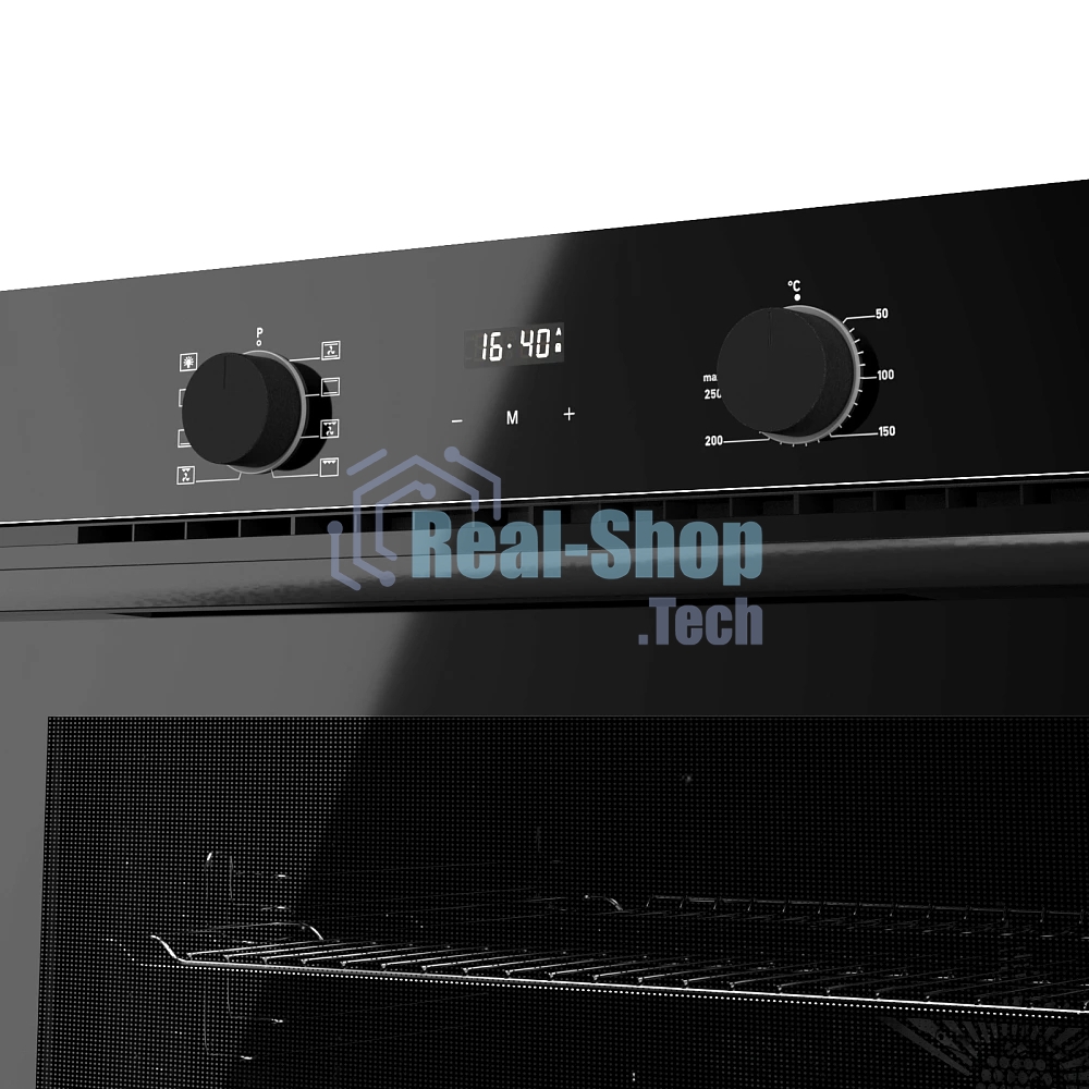 Духовой шкаф Monsher MOE 6008 Noir, 60 см, объем 80 л, утапливаемые переключатели, механический таймер, 2 стекла в дверце, 8 режимов, телескопические направляющие (на 1 уровень), энергоэффективность А, черный