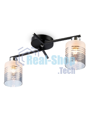 Светильник Ambrella light TR303211/2 BK/CH/SM/FR черный/хром/дымчатый/белый матовый E27*2 max 60W 500*170*200