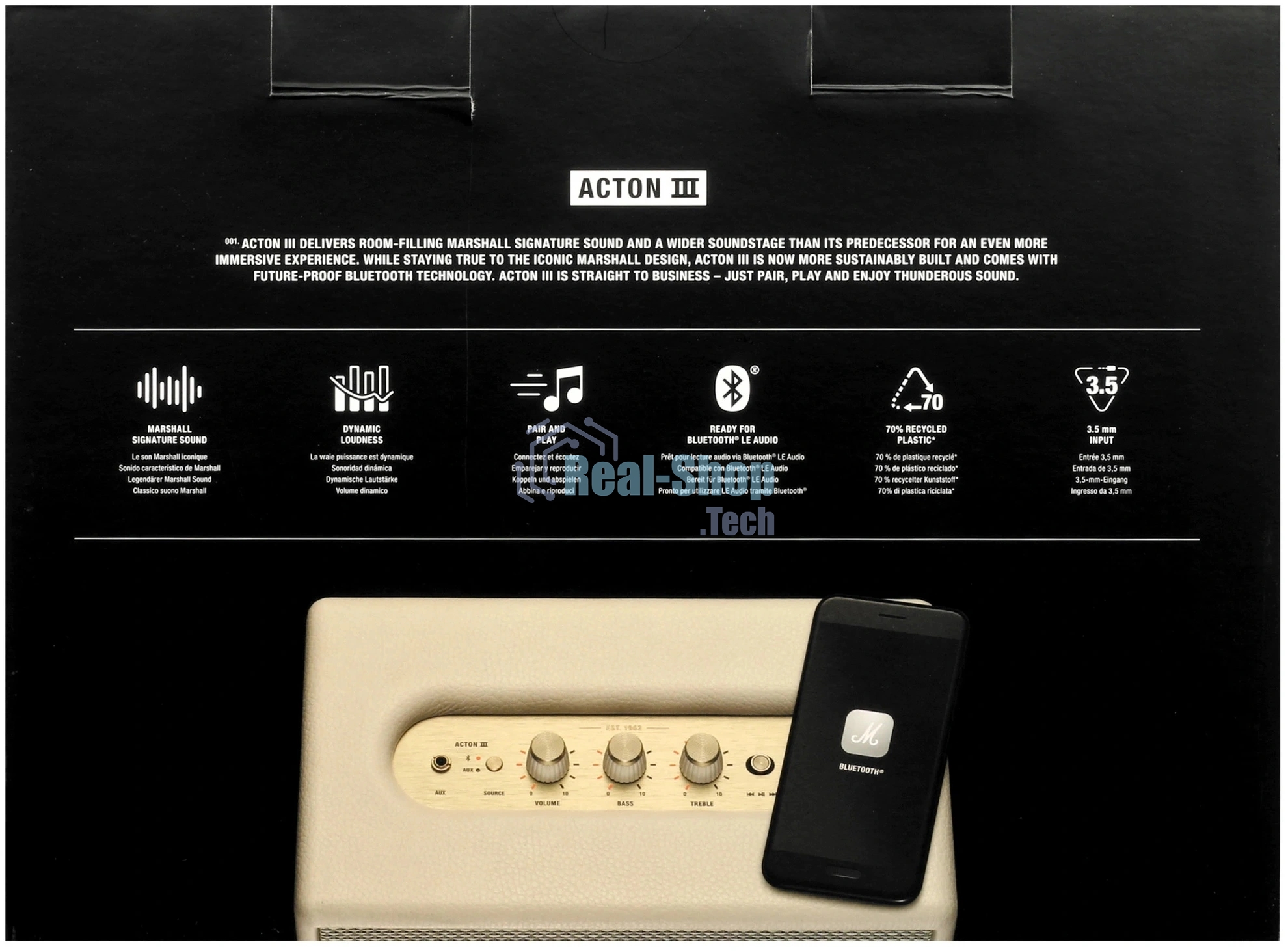 Колонка портативная Marshall ACTON III бежевый 60W 2.1 BT/3.5Jack