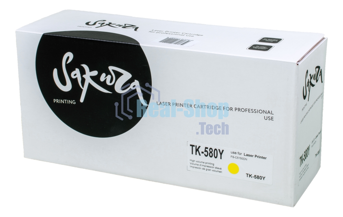 Картридж Sakura TK580Y для Kyocera Mita FS-5150DN/5250DN, желтый, 2800 к.