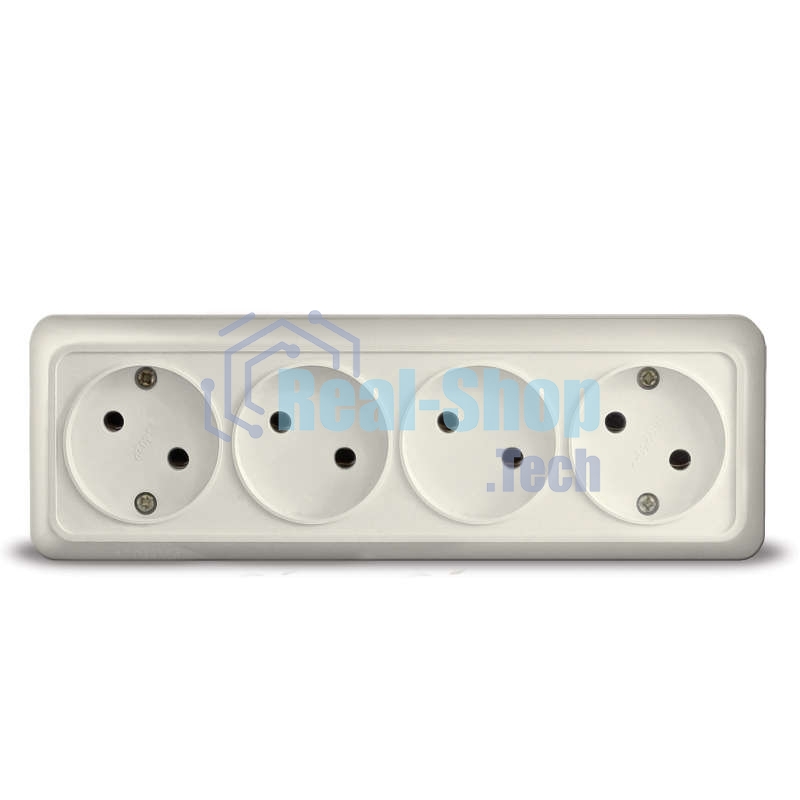 Розетка 4-м ОП Олимп без заземл. беж. UNIVersal 1168