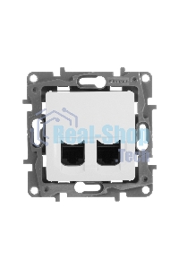 Двойная розетка RJ 45 - категория 5е - UTP - Etika - белый