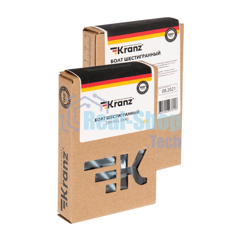 Болт шестигранный Kranz DIN 933, 8х40, упаковка поставщика (24 кг./1 300 шт.)