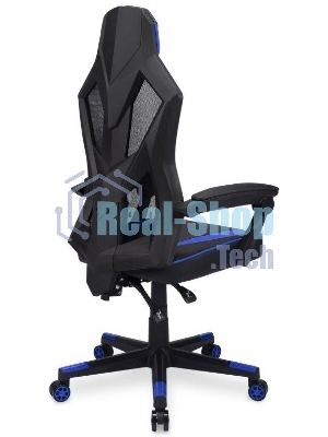 Кресло игровое Оклик 121G черный/синий сиденье черный/синий искусст.кожа/сетка с подголов. крестов. пластик черный