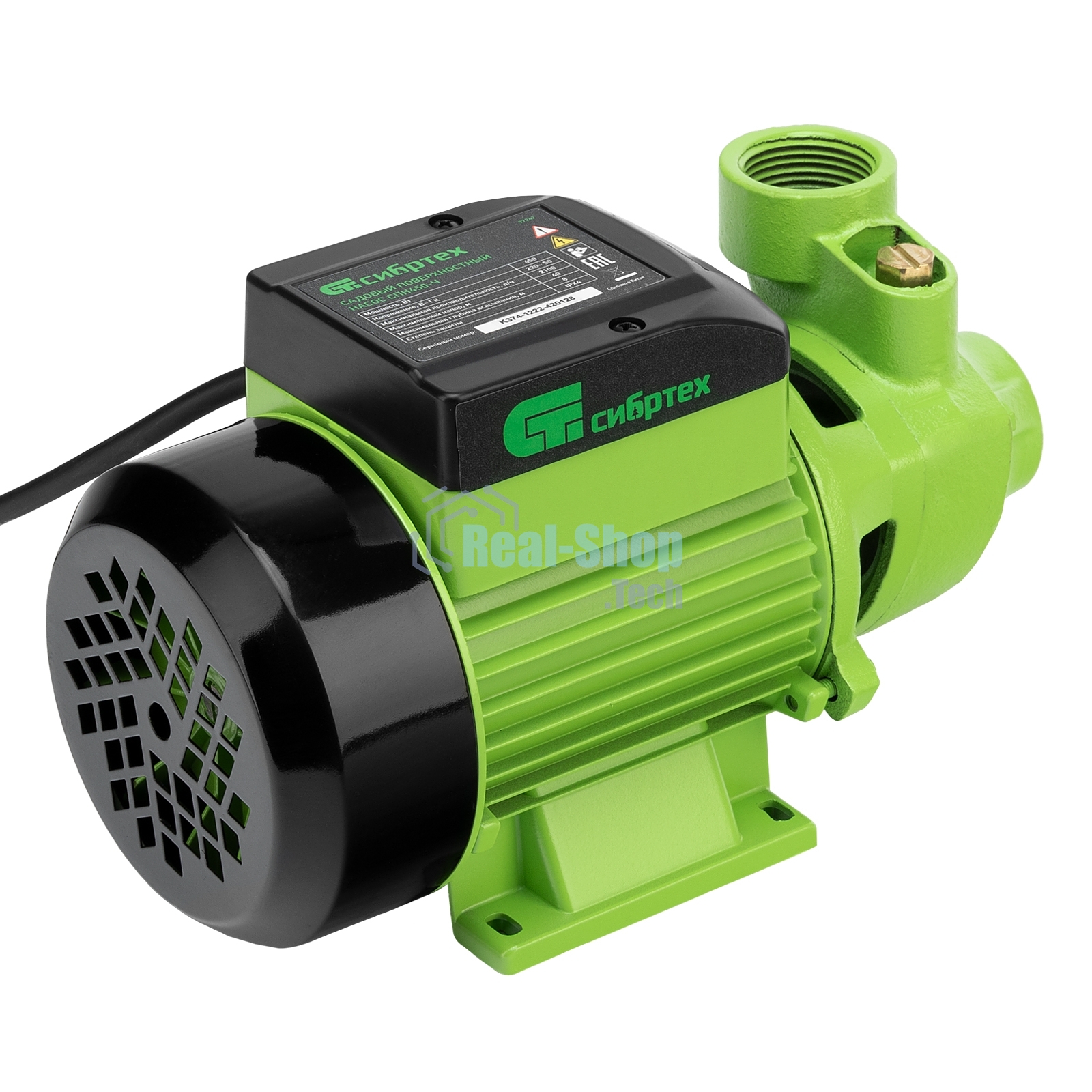 Садовый поверхностный насос Сибртех СПН450-Ч 450 Вт напор 40 м 2100 л/ч чугун