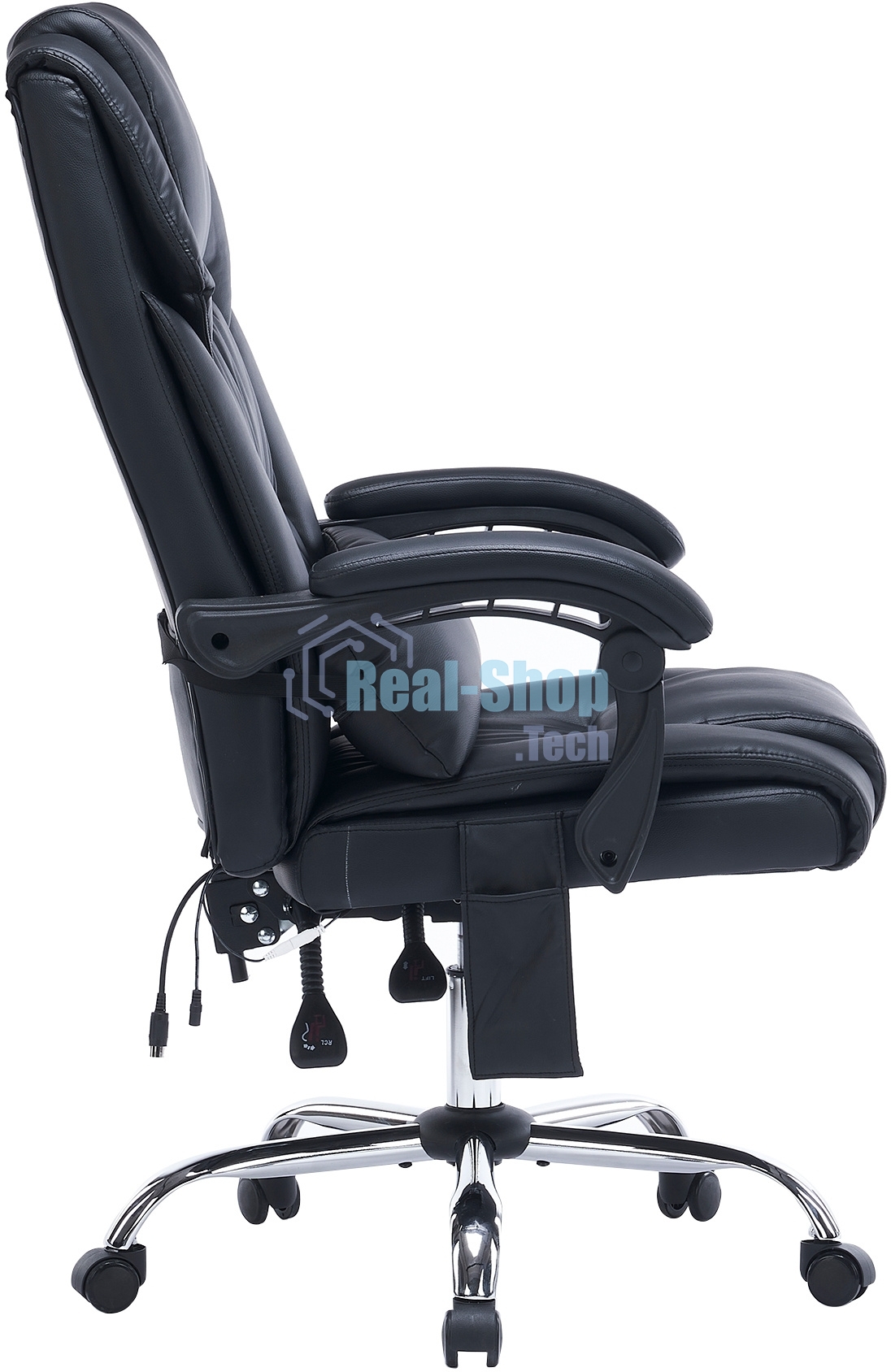 Кресло офисное Cactus CS-CHR-OC02M-BK черный, эко.кожа, крестов. сталь