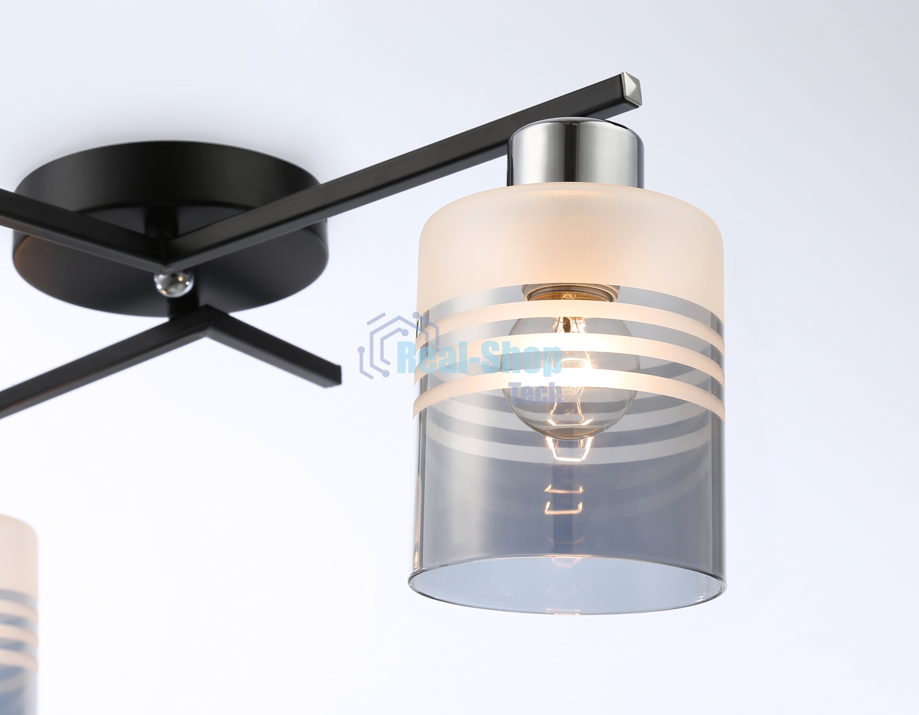 Светильник Ambrella light TR303211/2 BK/CH/SM/FR черный/хром/дымчатый/белый матовый E27*2 max 60W 500*170*200