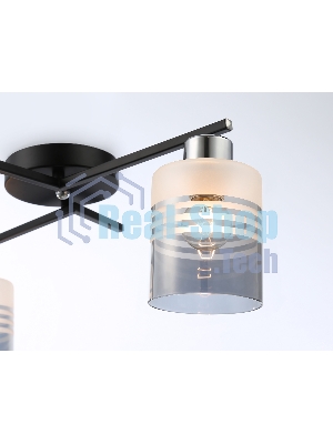 Светильник Ambrella light TR303211/2 BK/CH/SM/FR черный/хром/дымчатый/белый матовый E27*2 max 60W 500*170*200