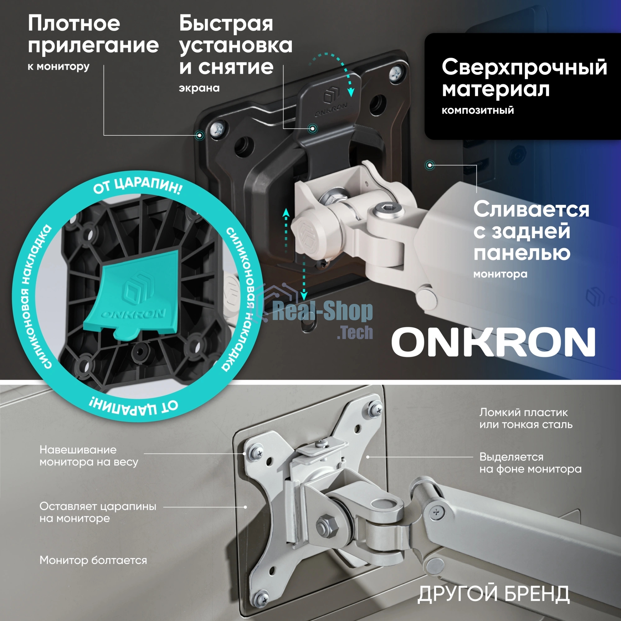 Кронштейн для мониторов Onkron G80 BW черный/белый 13