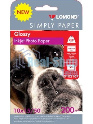 Бумага Lomond Simply 0102167 10x15/200г/м2/50л./белый CIE148% глянцевое для струйной печати