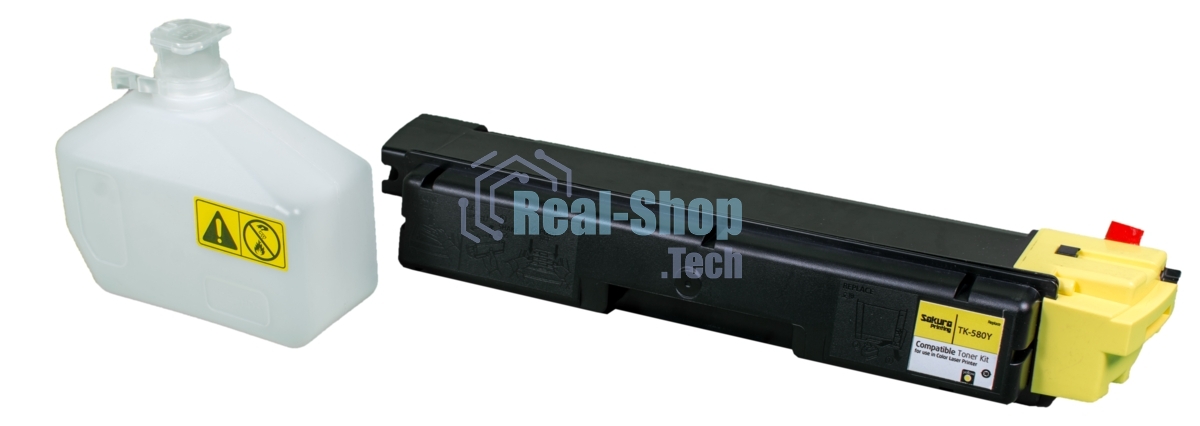 Картридж Sakura TK580Y для Kyocera Mita FS-5150DN/5250DN, желтый, 2800 к.