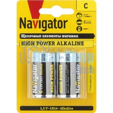 Элемент питания алкалиновый Navigator C/LR14 NBT-NE-LR14-BP2 (блист.2шт)