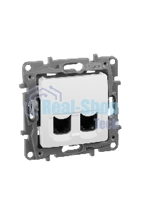 Двойная розетка RJ 45 - категория 5е - UTP - Etika - белый