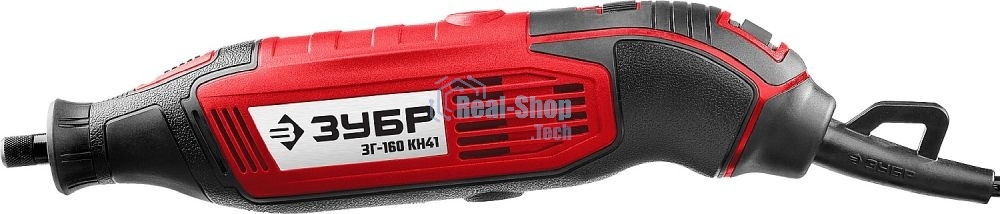 Прямошлифовальная машина (гравер) Зубр ЗГ-160 КН41, 220В, 160 Вт, 3.2 мм, 15000-35000 об/мин, набор насадок, цанг и державок, гибкий вал, штатив, 41 предмет, кейс
