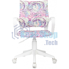 Кресло детское Бюрократ BUROKIDS 1 W мультиколор луна розовая крестов. пластик пластик белый