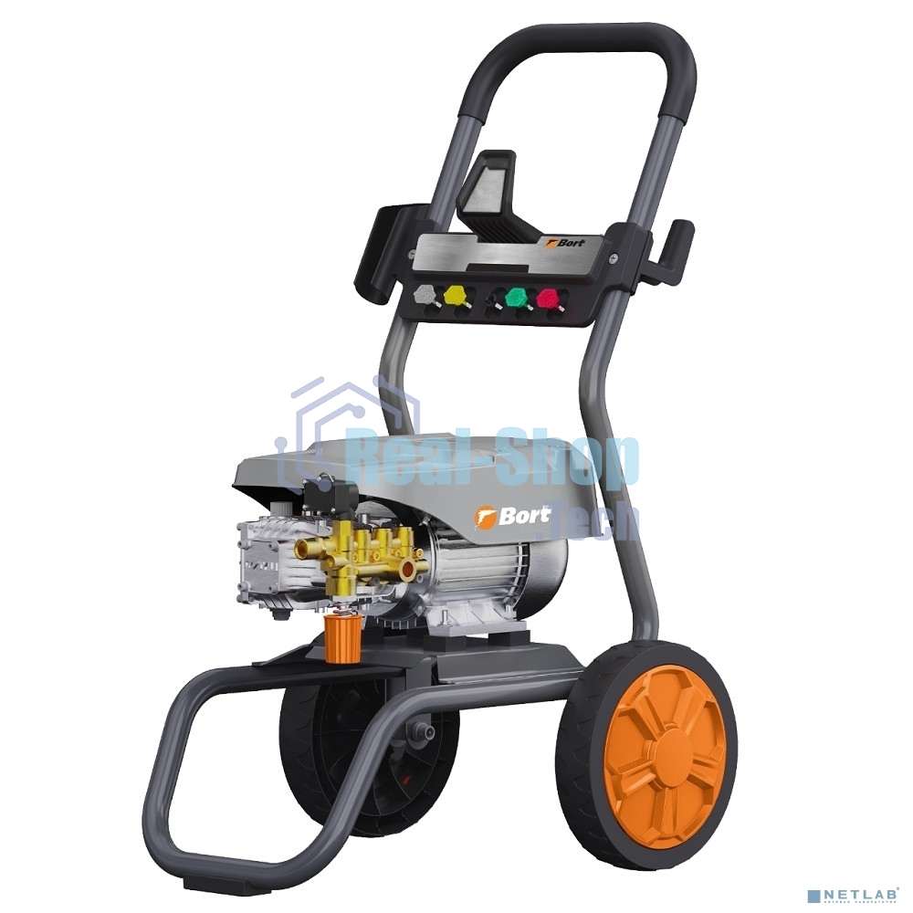 Мойка высокого давления Bort KEX-2800 2500 Вт, максимальное давление 125 бар, рабочее давление 105 бар, 12 л/мин, 23 кг, набор аксессуаров 10шт
