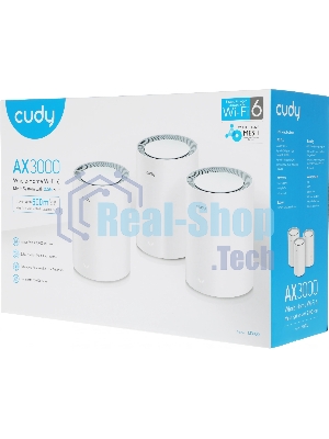 Бесшовный Mesh роутер Cudy M3000 (M3000(3-PACK) WHITE) AX3000 100/1000/2500BASE-T белый (упак.:3шт)