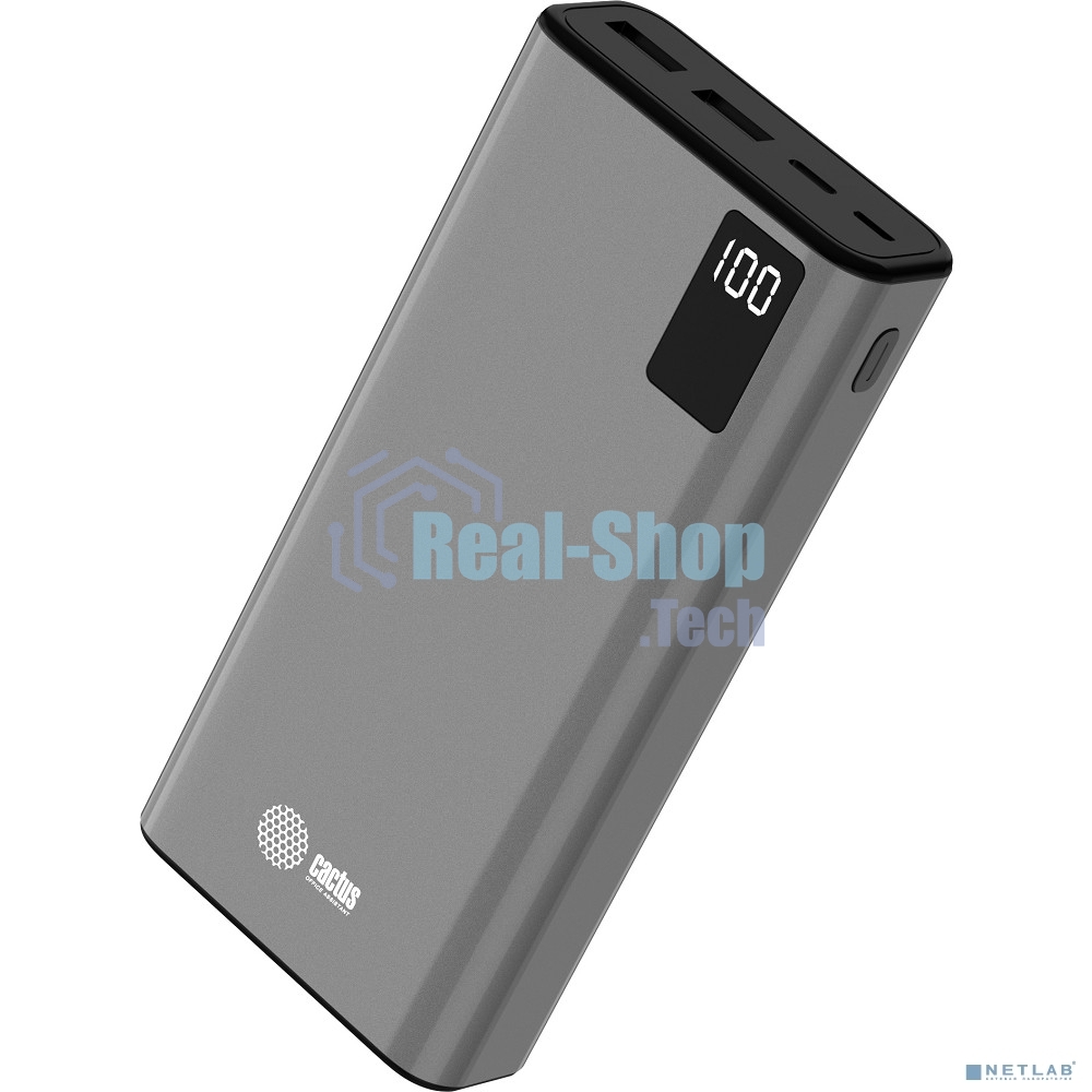 Портативный аккумулятор Cactus CS-PBFSFA-20000 20000mAh 4.5A 2xUSB-A/USB-C серый