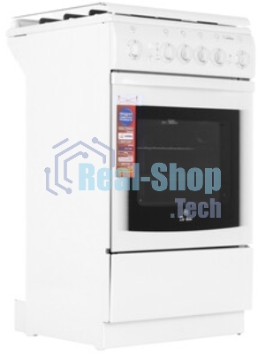 Плита газовая De Luxe 5040.31г(кр) ЧР белый, конфорок 4 шт, духовка 46 л, 50 см x 85 см x 50 см