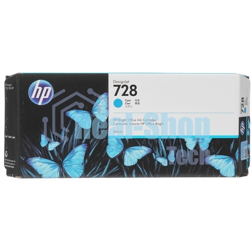 Картридж струйный HP F9K17A (HP 728) для DesignJet T730, T830. Голубой. 300 мл.