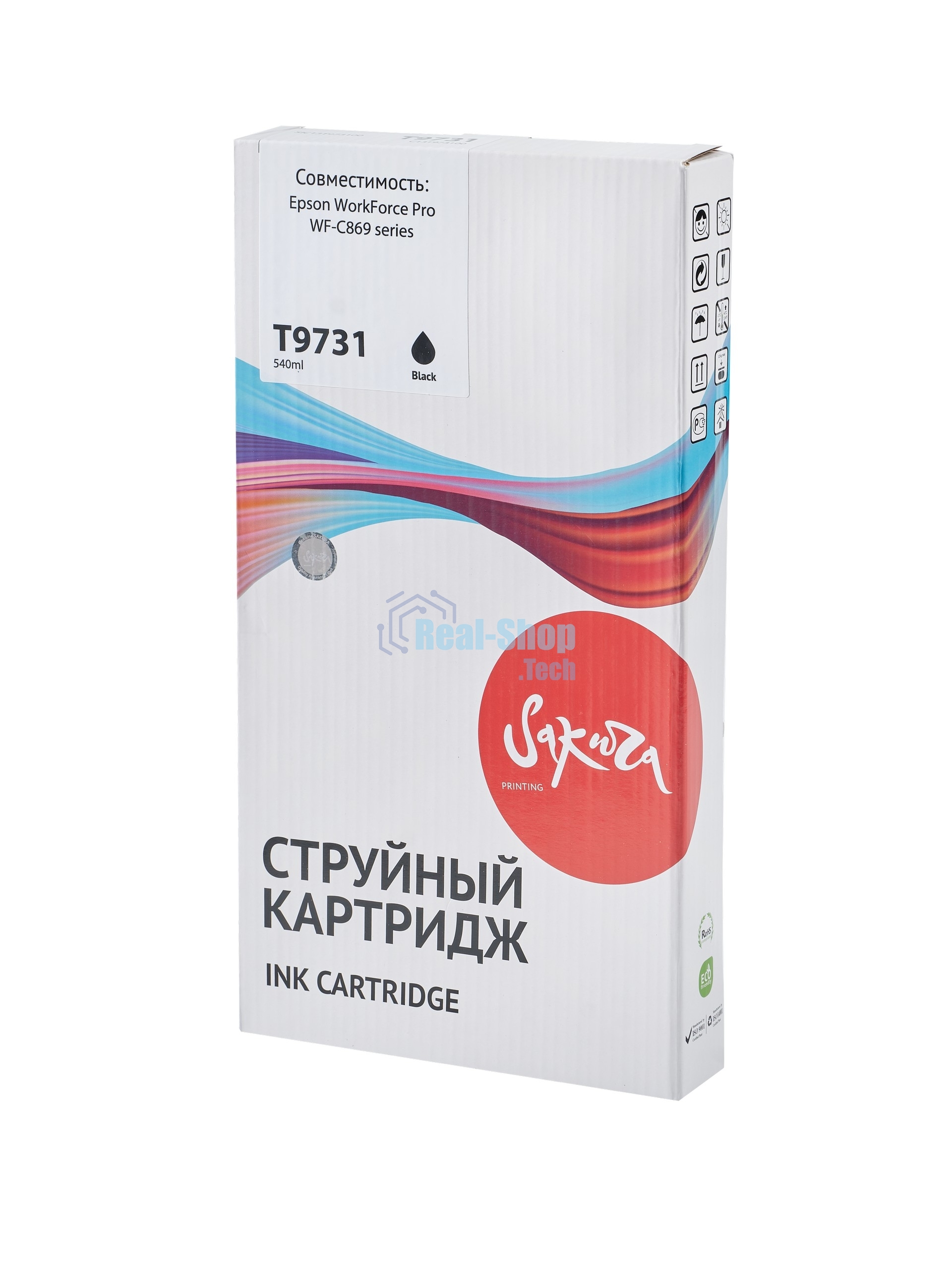 Контейнер с чернилами Sakura C13T973100 (T9731 BK) для Epson, черный, 22500 к.