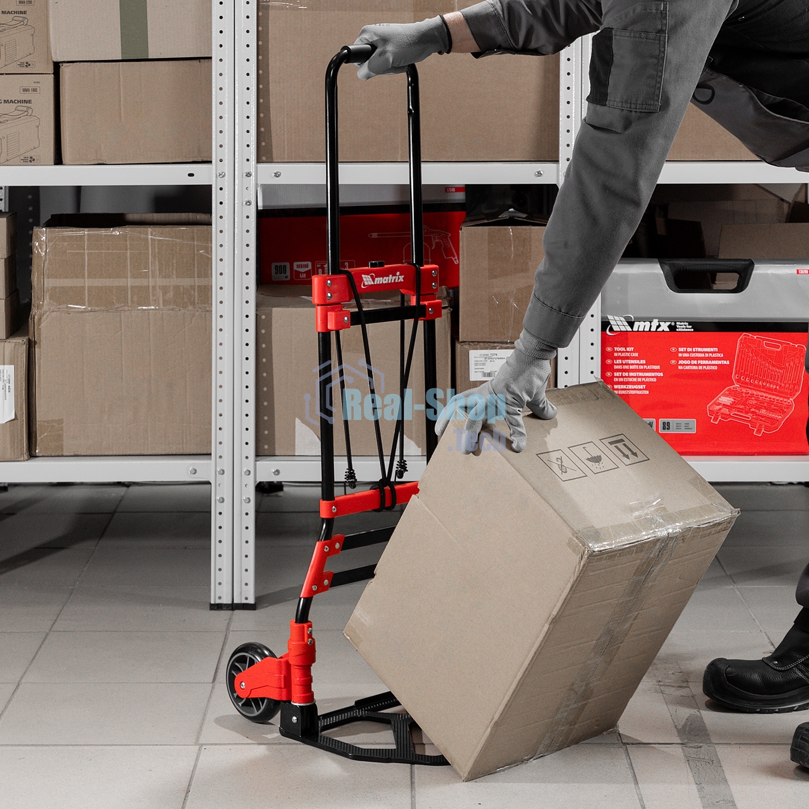 Тележка хозяйственная Matrix, складная, 2 колесная, стальная, грузоподъемность 80 кг