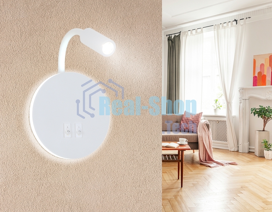 Настенный светодиодный светильник Ambrella light FW295 SWH белый песок LED 6400К+4200K 6W+3W D150*163