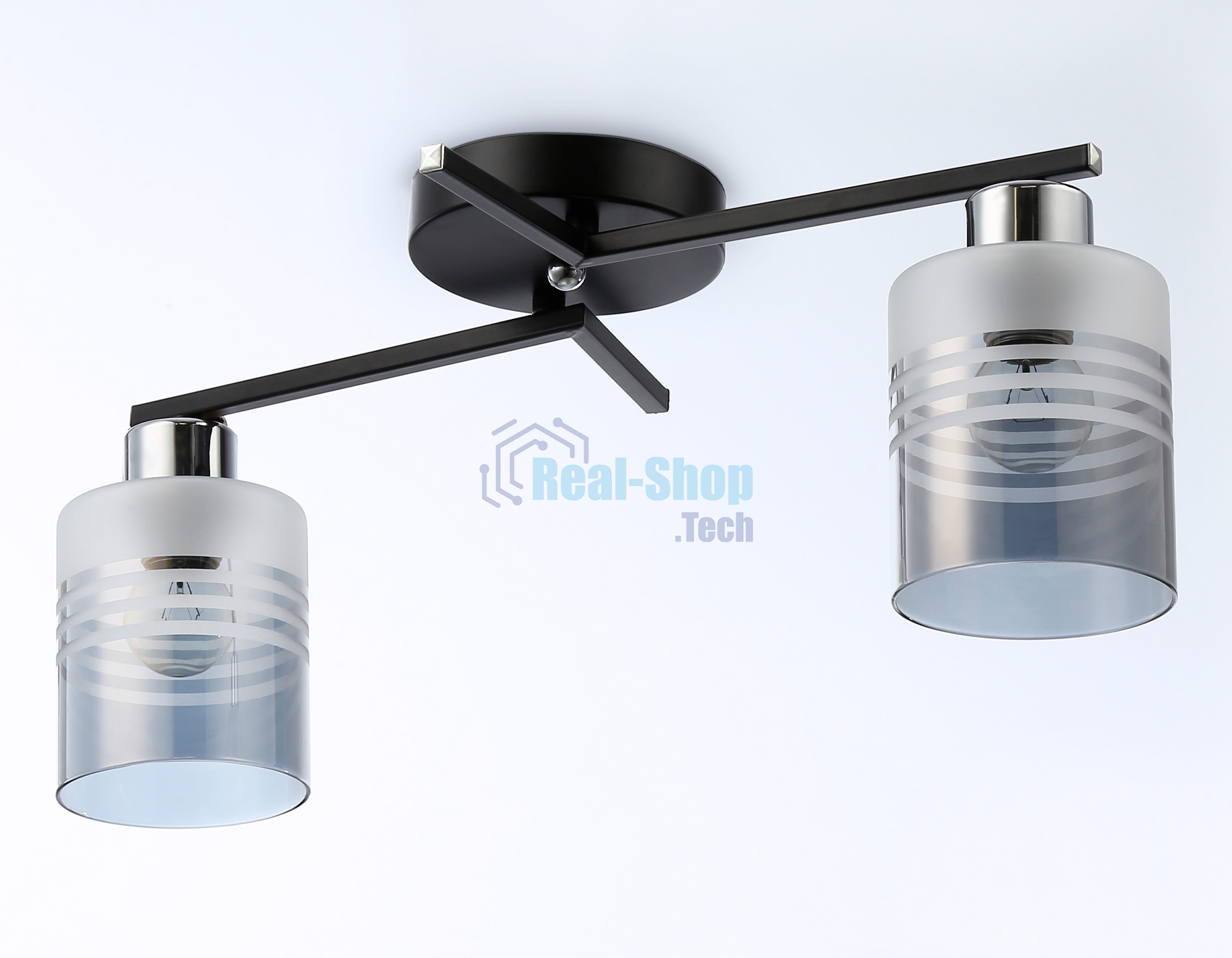 Светильник Ambrella light TR303211/2 BK/CH/SM/FR черный/хром/дымчатый/белый матовый E27*2 max 60W 500*170*200