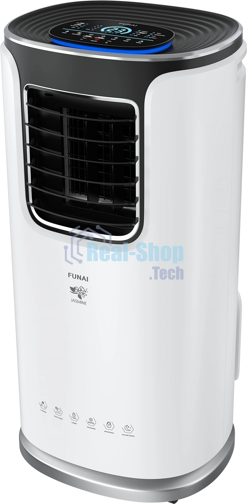Кондиционер мобильный FUNAI JASMINE MAC-JS30CON03 9500 BTU, 20 м², 55 дБ, охлаждение, осушение, белый
