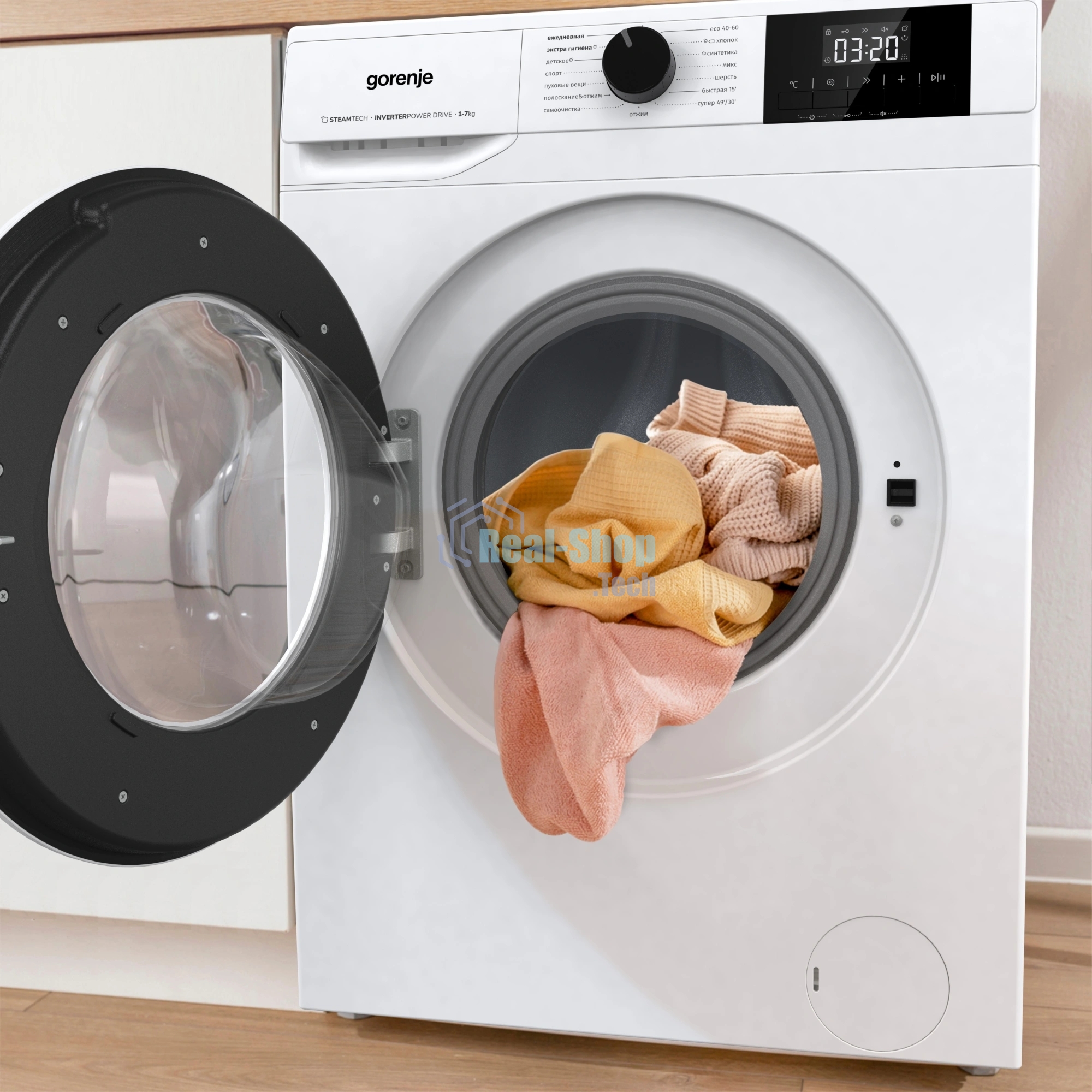 Стиральная машина Gorenje W5NGPI72SBS/C белый, загрузка фронтальная 7 кг, 1200 об/мин, класс A