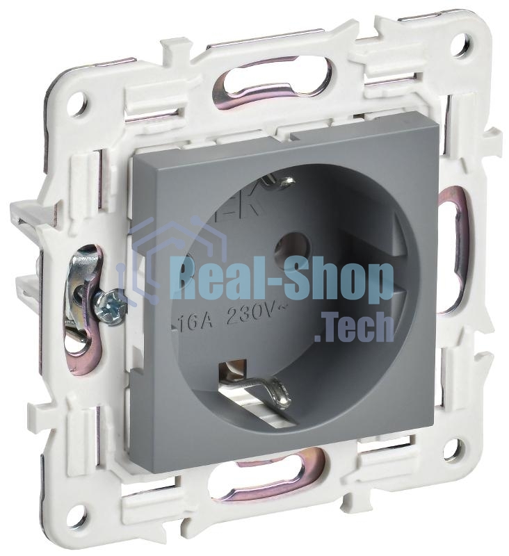 Розетка с/з без защитных шторок 16А IEK SKANDY SK-R05Gr серый