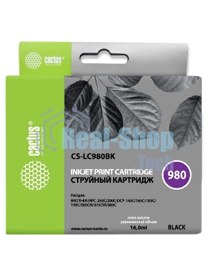 Картридж струйный Cactus CS-LC980BK черный (16 мл) для Brother DCP-145C/165C MFC-250C/290C