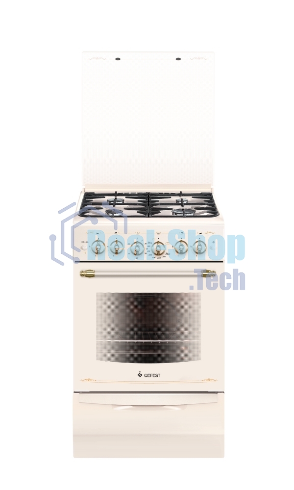 Плита газовая Gefest ПГ 5100-02 0182 бежевый, конфорок 4 шт, духовка 52 л, 50 см x 85 см x 58.5 см