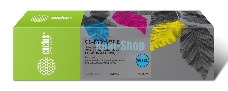 Картридж струйный Cactus CS-M0J98AE (991XL) желтый (250 мл) для HP PW 755dn/MFP774dn/779dn/Pro750dw/772dn
