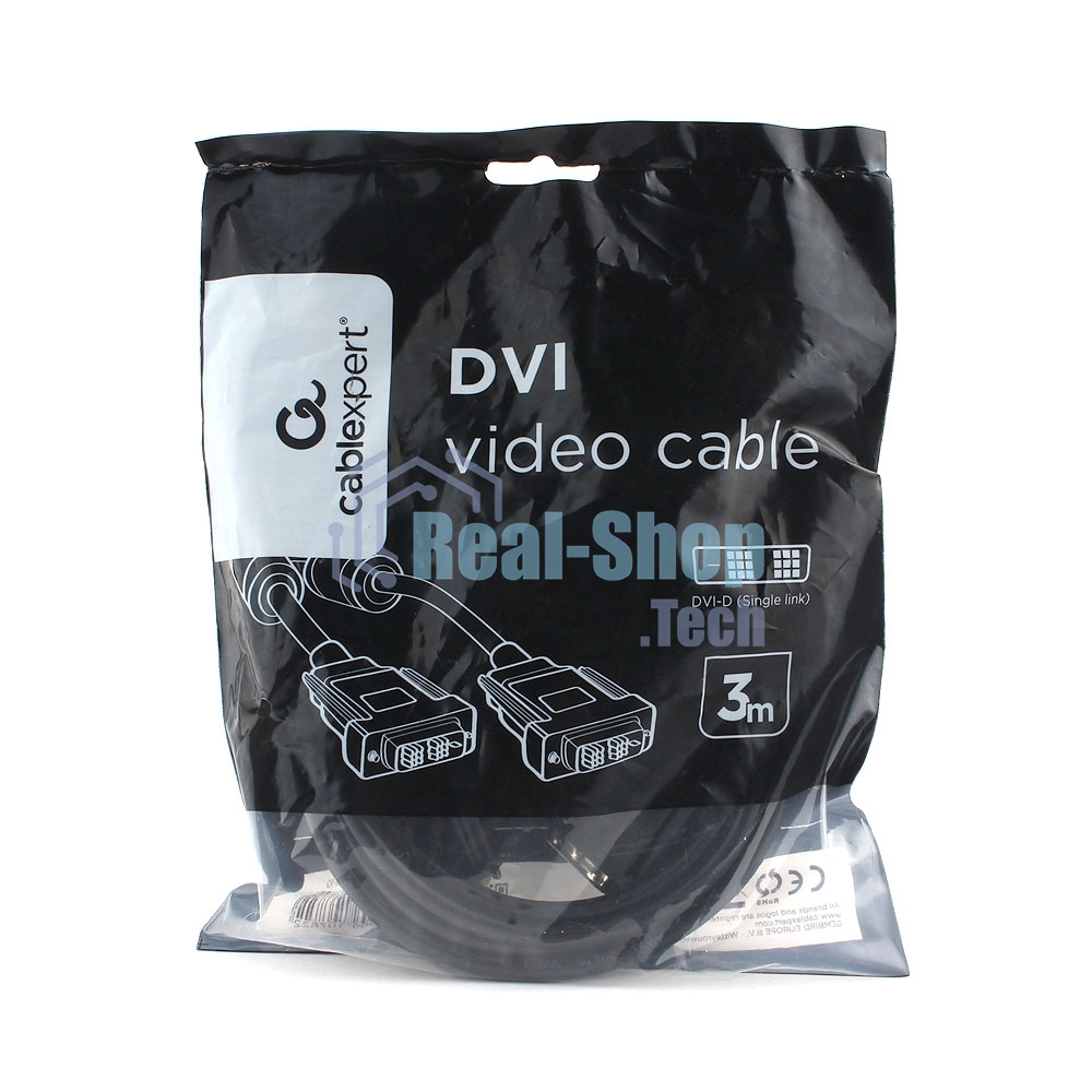 Кабель DVI-D single link Cablexpert CC-DVIL-BK-10, 19M/19M, 3.0м, CCS, черный, экран, феррит.кольца, пакет